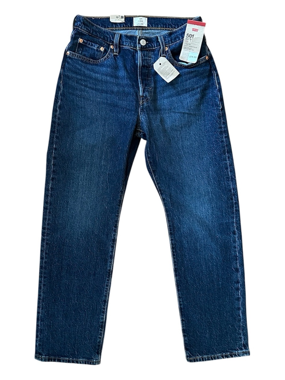 Levi’s 501 Curve High Rise Straight Leg Jeans Dark Indigo Wash 29x30 NWT Denim